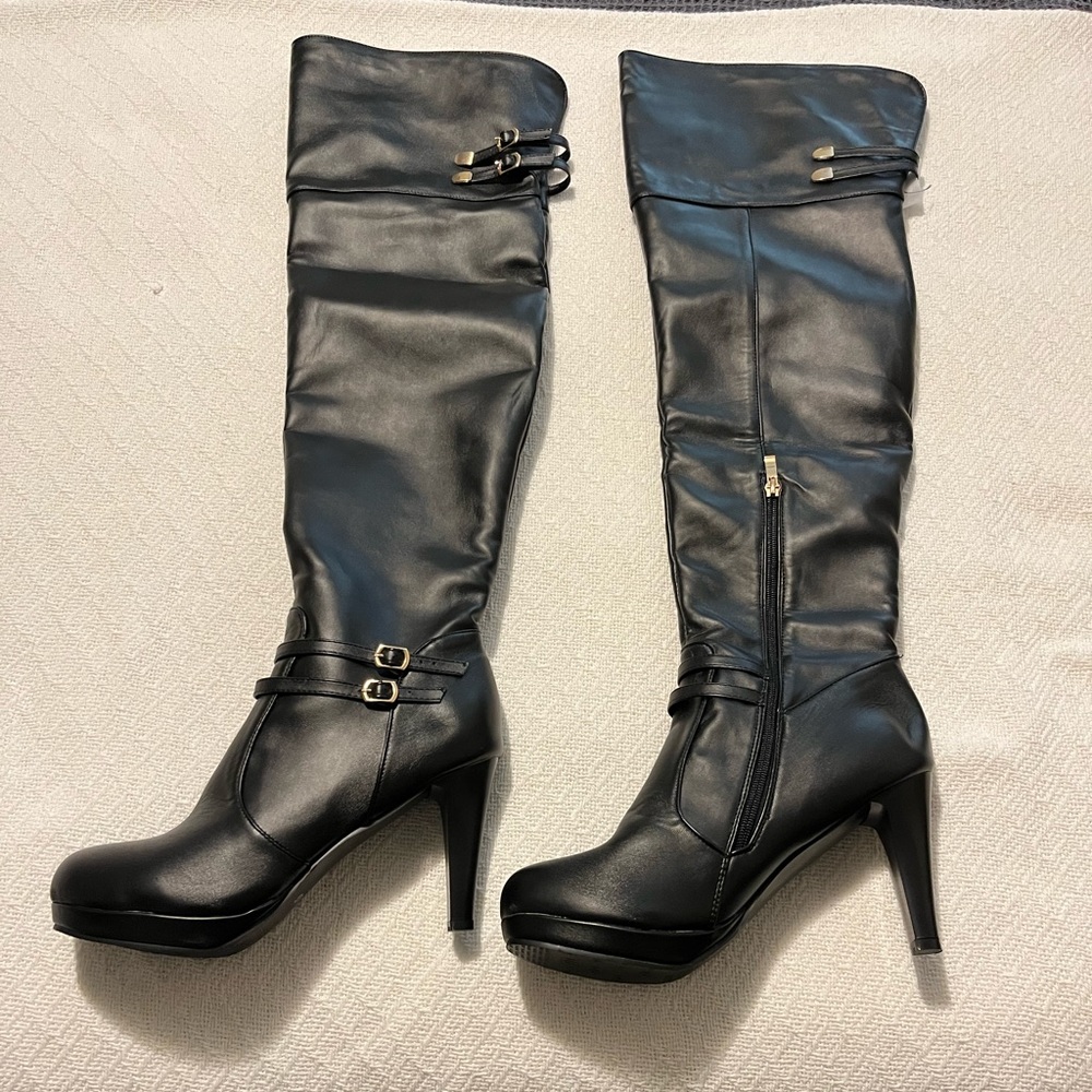 Wish, Black, Over-the-Knee, Platform High Heel Boots.